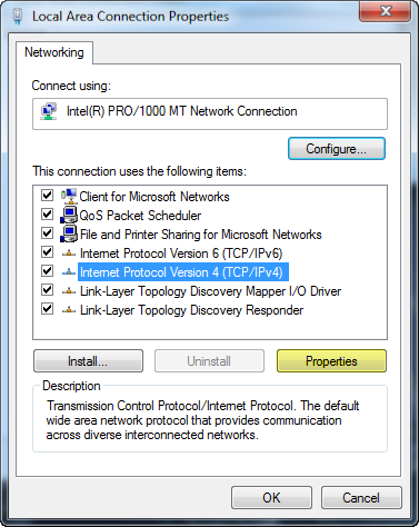 Local Area Connection Properties