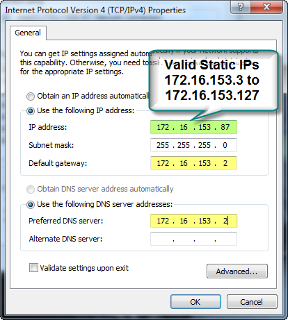 Windows Vista Static Ip