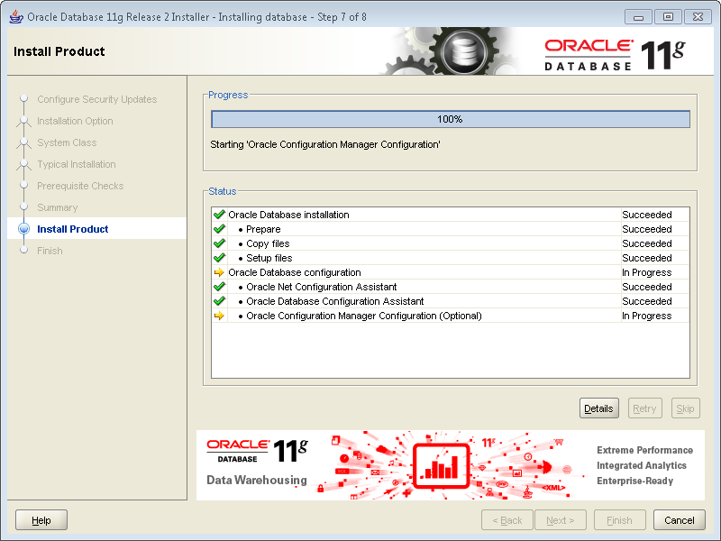 It's also running the OEM (Oracle Enterprise Manager) installation. You can wait here but it won't be a long wait.